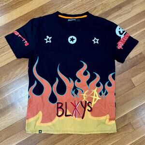 The Black Keys T-Shirt Life Without Fear Band Tee AOP Flame Graphic Mens Large